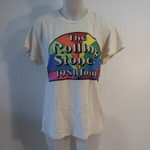 MadeWorn (Item-149) Cream Rainbow Destroyed Rolling Stones 1981 Tour T-Shirt S